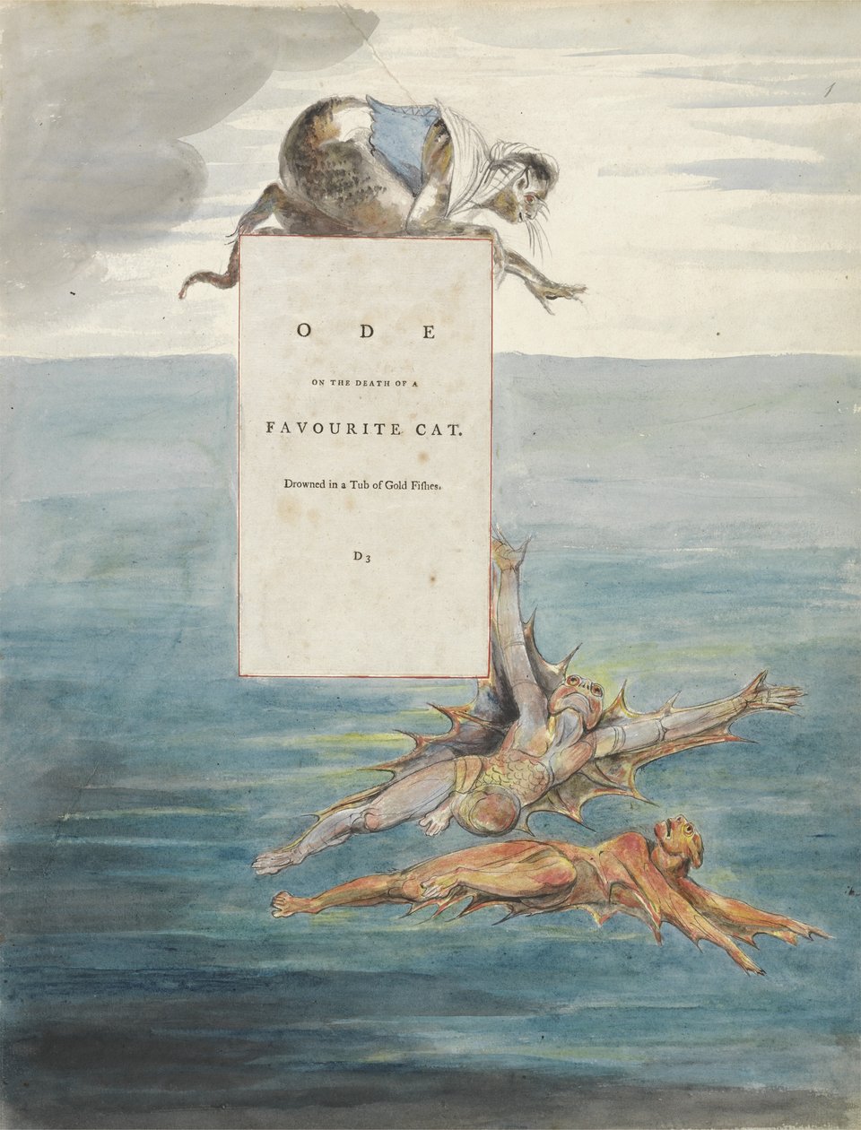 &39;Ode na morte de um gato favorito&39;, design 7 para &39;Os poemas de Thomas Gray&39; de William Blake