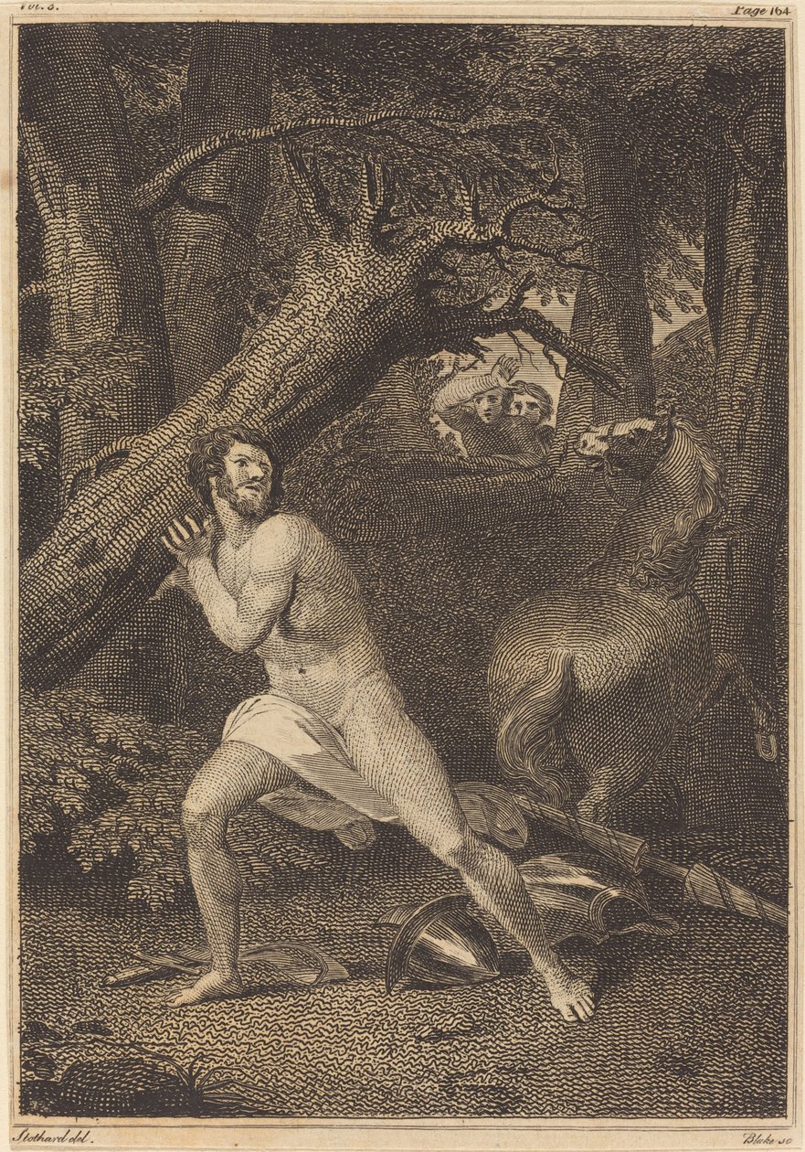 Orlando in a Fury Tearing up Trees, 1783. de William Blake