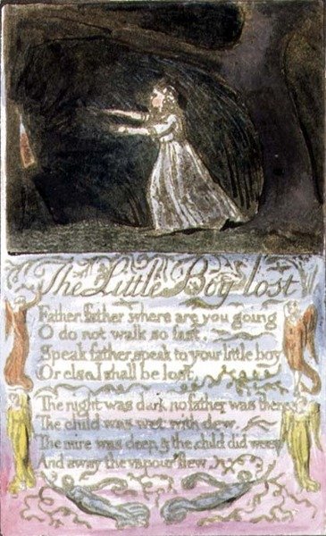 P.124-1950.pt12 The Little Boy Lost: plate 12 from Songs of Innocence and of Experience (copy R) c.1802-08 (gravura, tinta e aguarela) de William Blake
