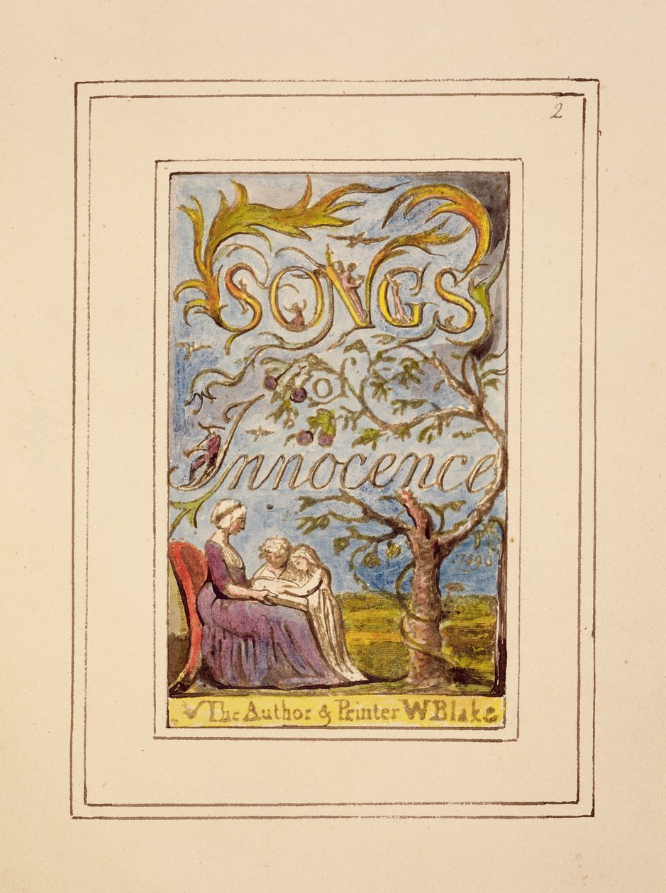 P.124-1950.pt2 Página de rosto para Songs of Innocence: plate 2 de Songs of Innocence e of Experience (copie R) c.1802-08 (gravura, tinta e wc) de William Blake