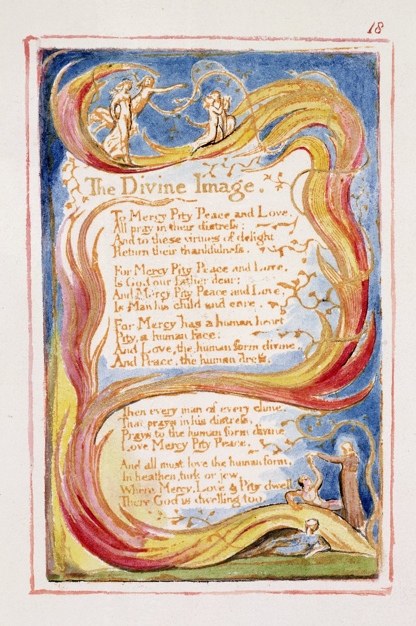 P.125-1950.pt18 A Imagem Divina: placa 18 de &39;Canções da Inocência e da Experiência&39; (exemplar AA) c.1815-26 (gravura, tinta e wc) de William Blake