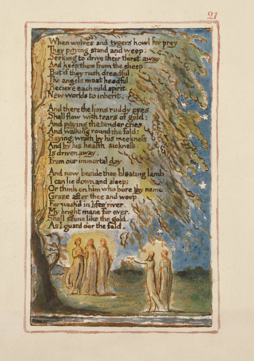 P.125-1950.pt21 Noite (cont.): Placa 21 de Songs of Innocence e of Experience (exemplar AA) c.1815-26 (gravura, tinta e wc) de William Blake