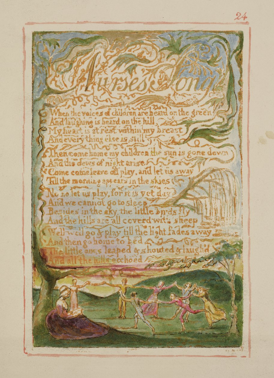 P.125-1950.pt24 Canção das enfermeiras: prato 24 de Songs of Innocence e of Experience (exemplar AA) c.1815-26 (gravura, tinta e wc) de William Blake