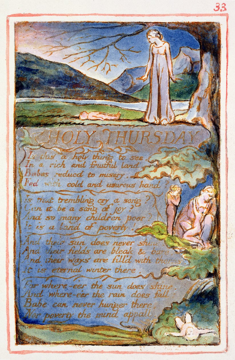 P.125-1950.pt33 Quinta-feira Santa: prato 33 de Canções da Inocência e da Experiência (exemplar AA) c.1815-26 (gravura, tinta e wc) de William Blake
