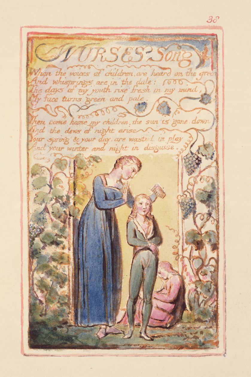 P.125-1950.pt38 Canção das Enfermeiras: prato 38 de Songs of Innocence e of Experience (exemplar AA) c.1815-26 (gravura, tinta e wc) de William Blake