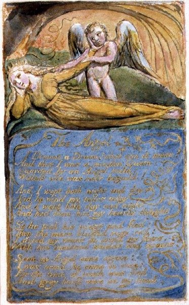 P.125-1950.pt41 O Anjo: placa 41 de Canções da Inocência e da Experiência (cópia AA) c.1815-26 (gravura, tinta e aguarela) de William Blake