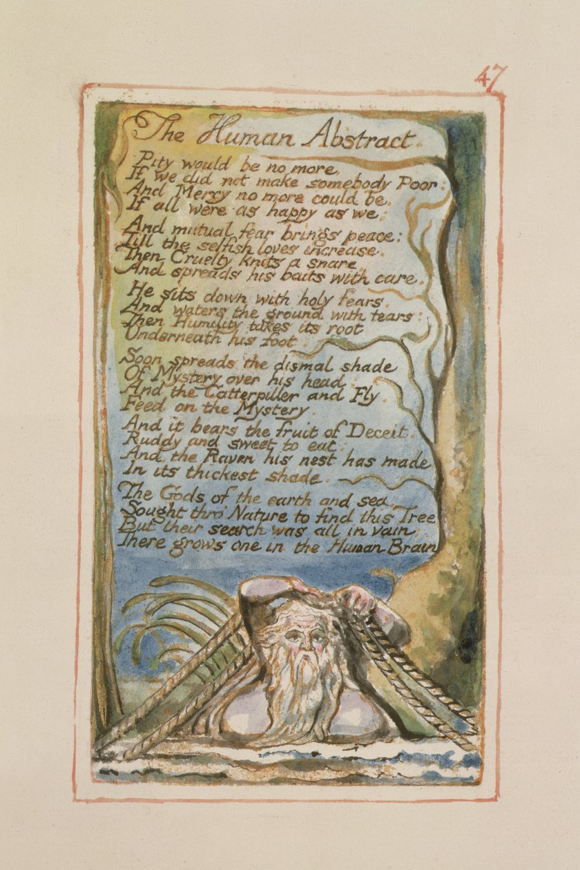 P.125-1950.pt47 O Resumo Humano: placa 47 de Canções da Inocência e da Experiência (exemplar AA) c.1815-26 (gravura, tinta e wc) de William Blake