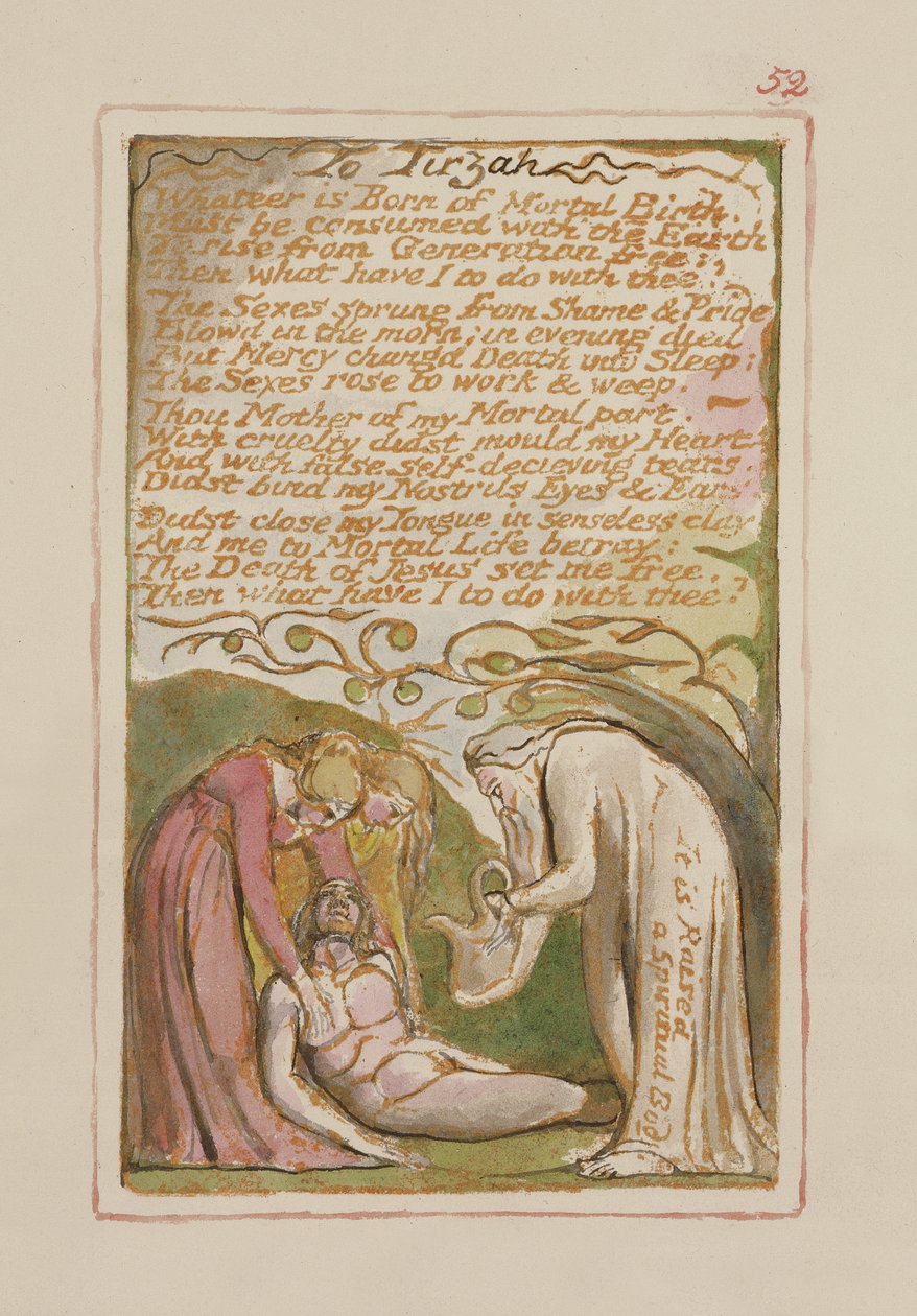 P.125-1950.pt52 Para Tirzah: placa 52 de Canções da Inocência e da Experiência (exemplar AA) c.1815-26 (gravura, tinta e wc) de William Blake