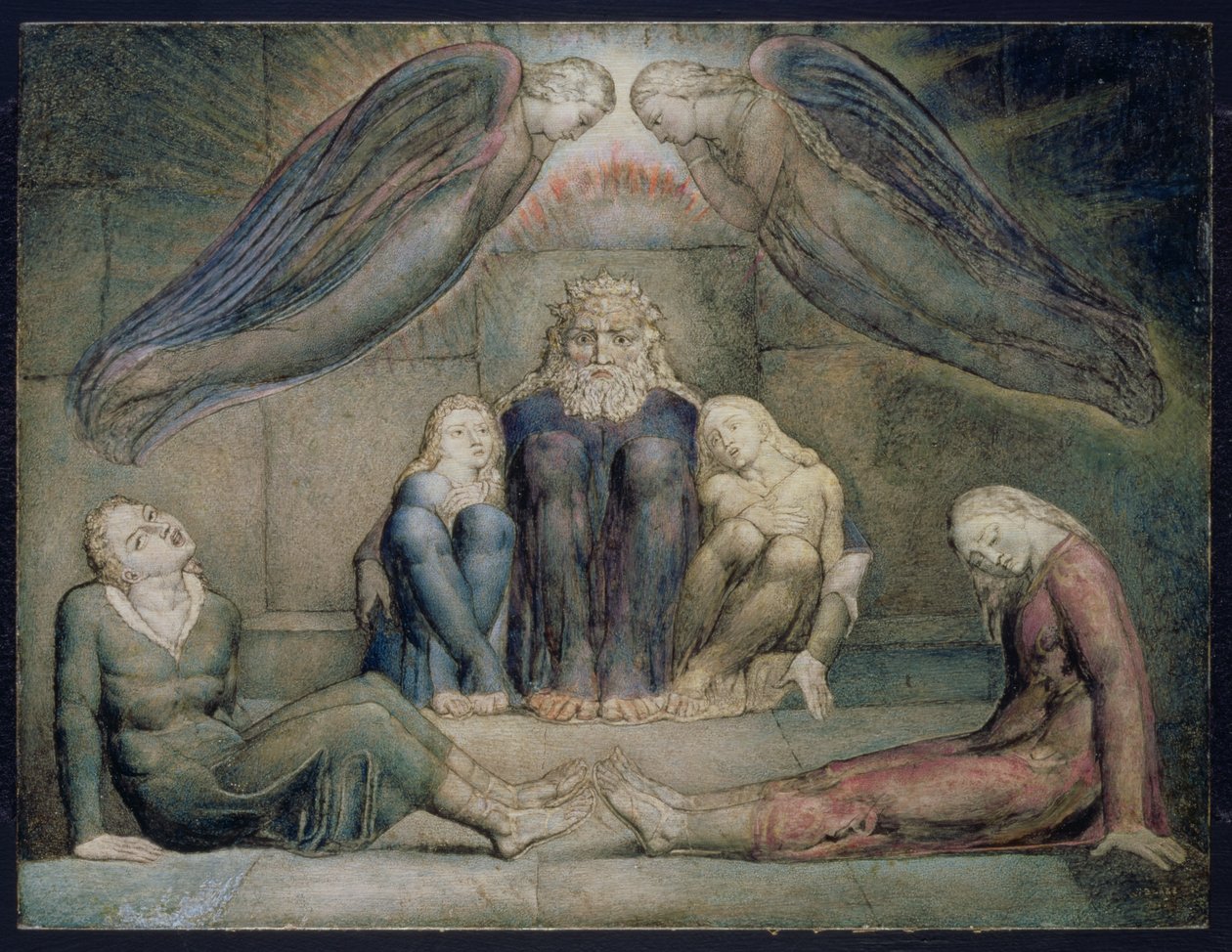 PD.5-1978 Conde Ugolino e os seus Filhos na Prisão, ilustração para "Inferno", Canto 33 de "Comédia Divina" de Dante Alighieri, c.1827 (tempera no painel) de William Blake