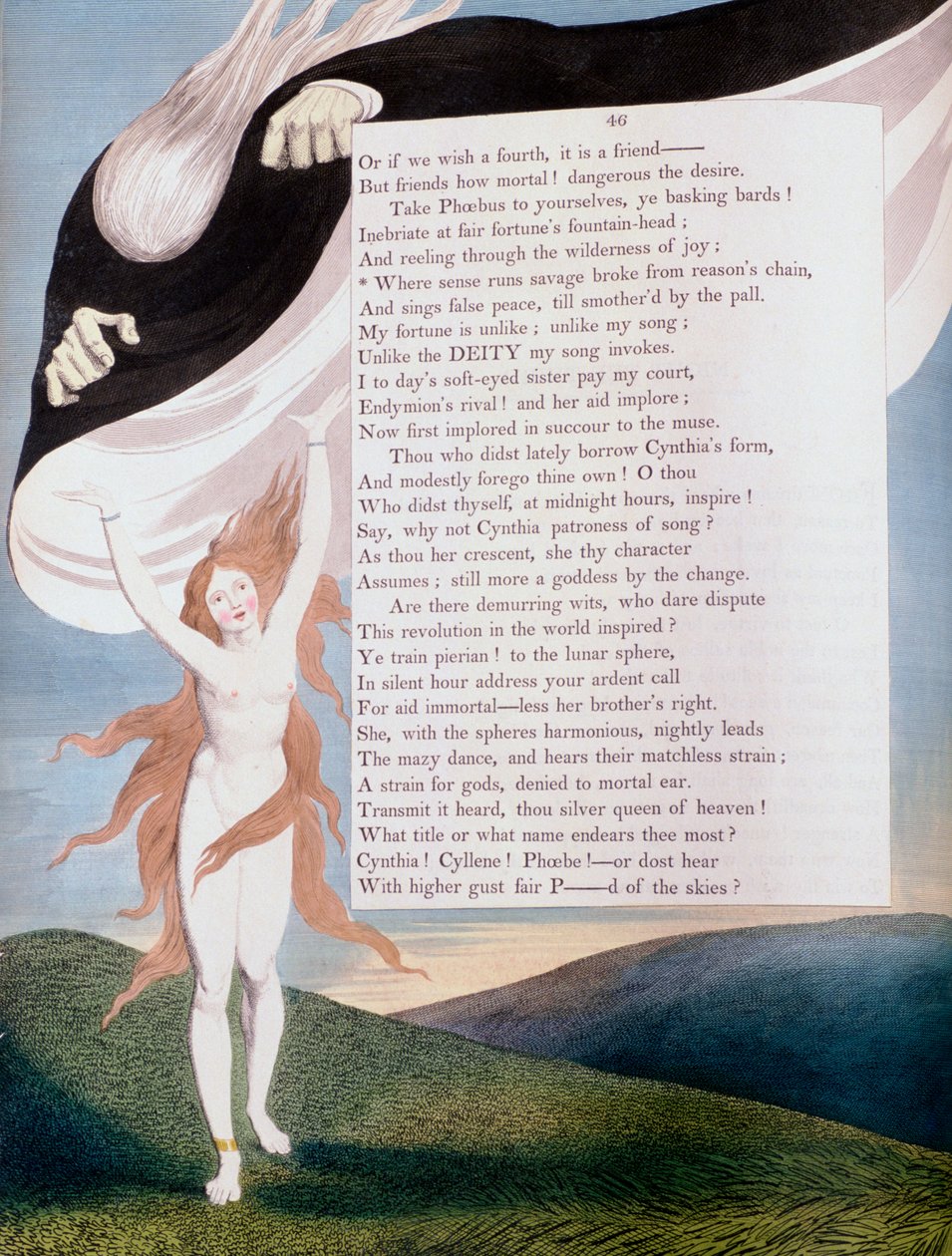 Página 46 das Noites de Edward Youngs Night Thoughts, c1797 de William Blake