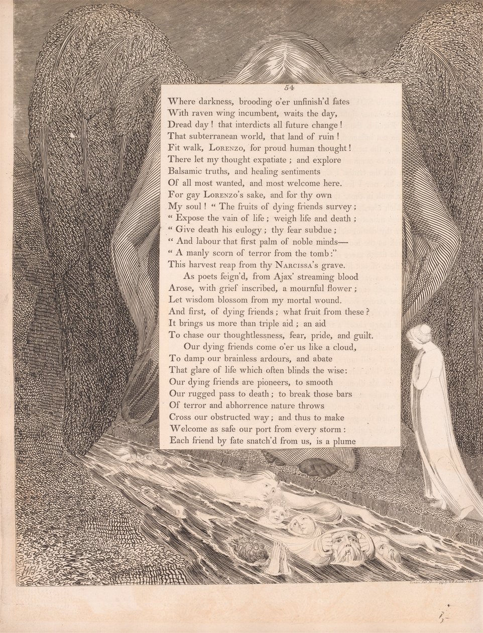 Placa 27 (página 54): "O vale da morte! aquele vale cimmeriano silencioso". de William Blake