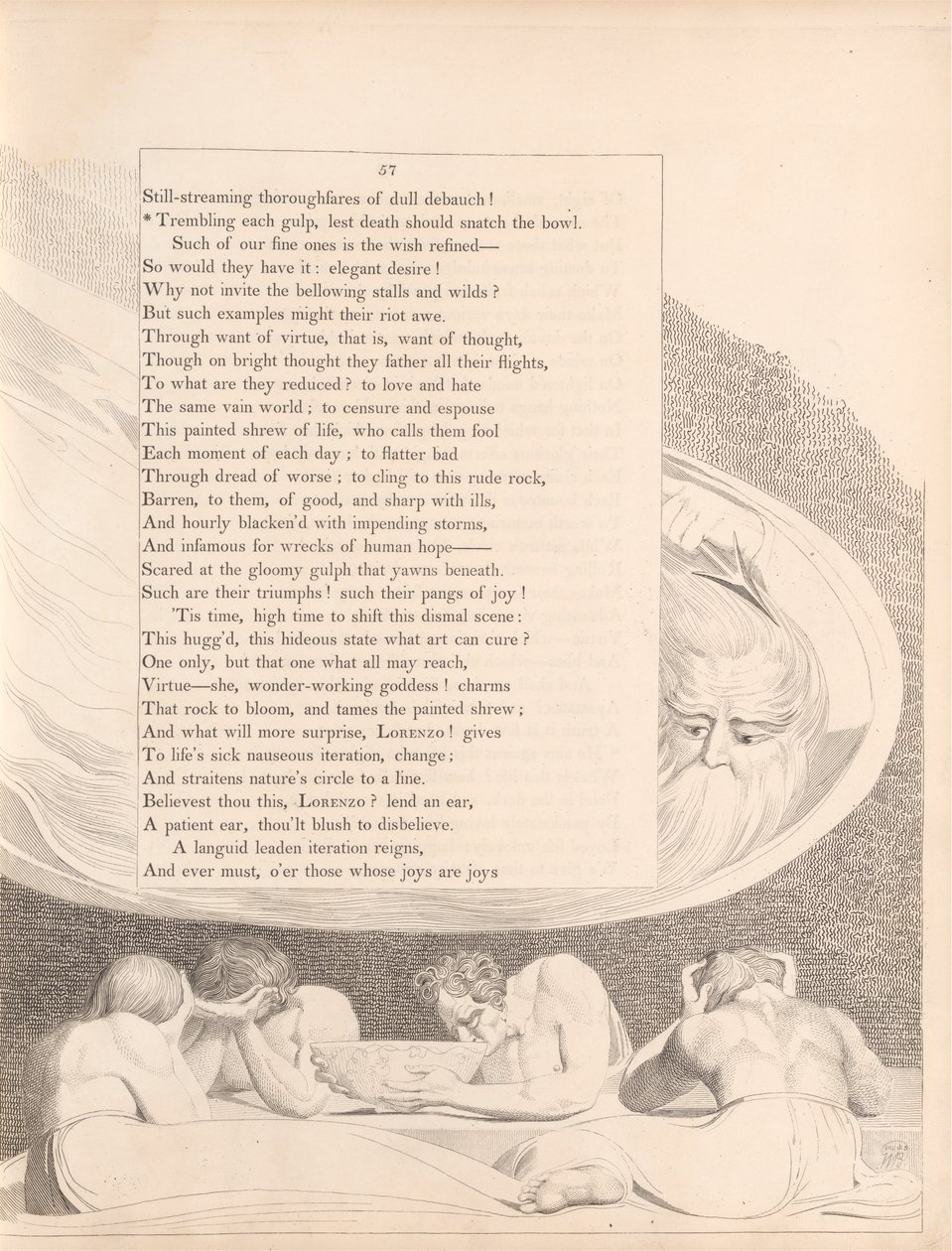 Placa 29 (página 57): "Tremendo cada gole, para que a morte não agarre a tigela de William Blake