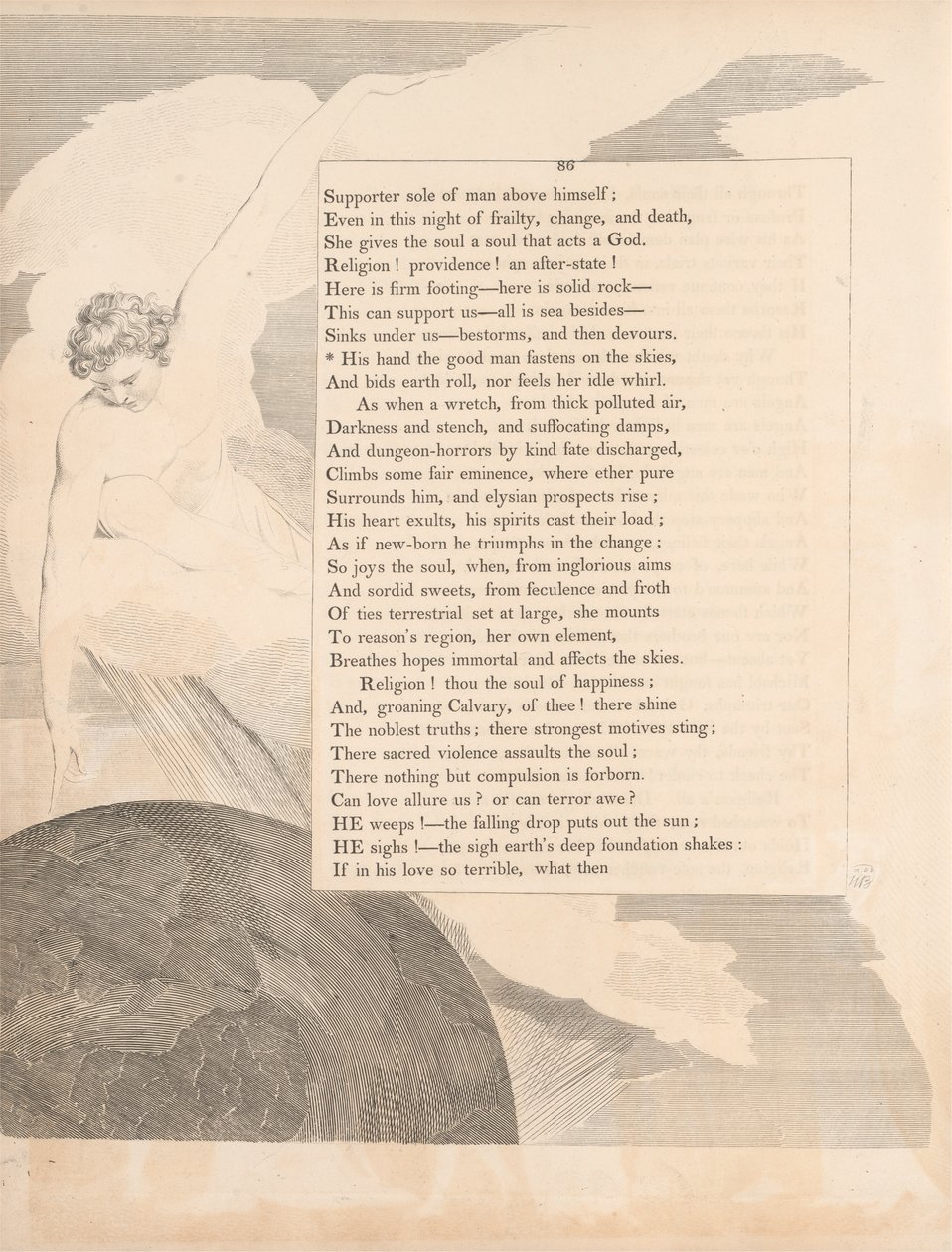 Placa 37 (página 86): "A sua mão o bom homem aperta nos céus de William Blake