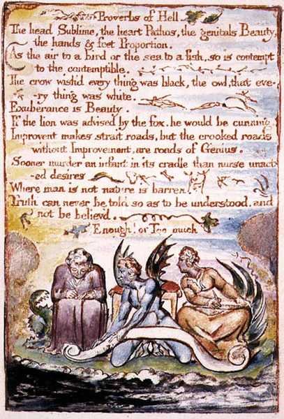 Provérbios do Inferno, ilustração e texto de 