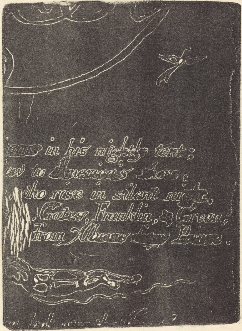 Reiniciar a partir de fragmento de placa cancelada para A Prophecy, 1793. de William Blake