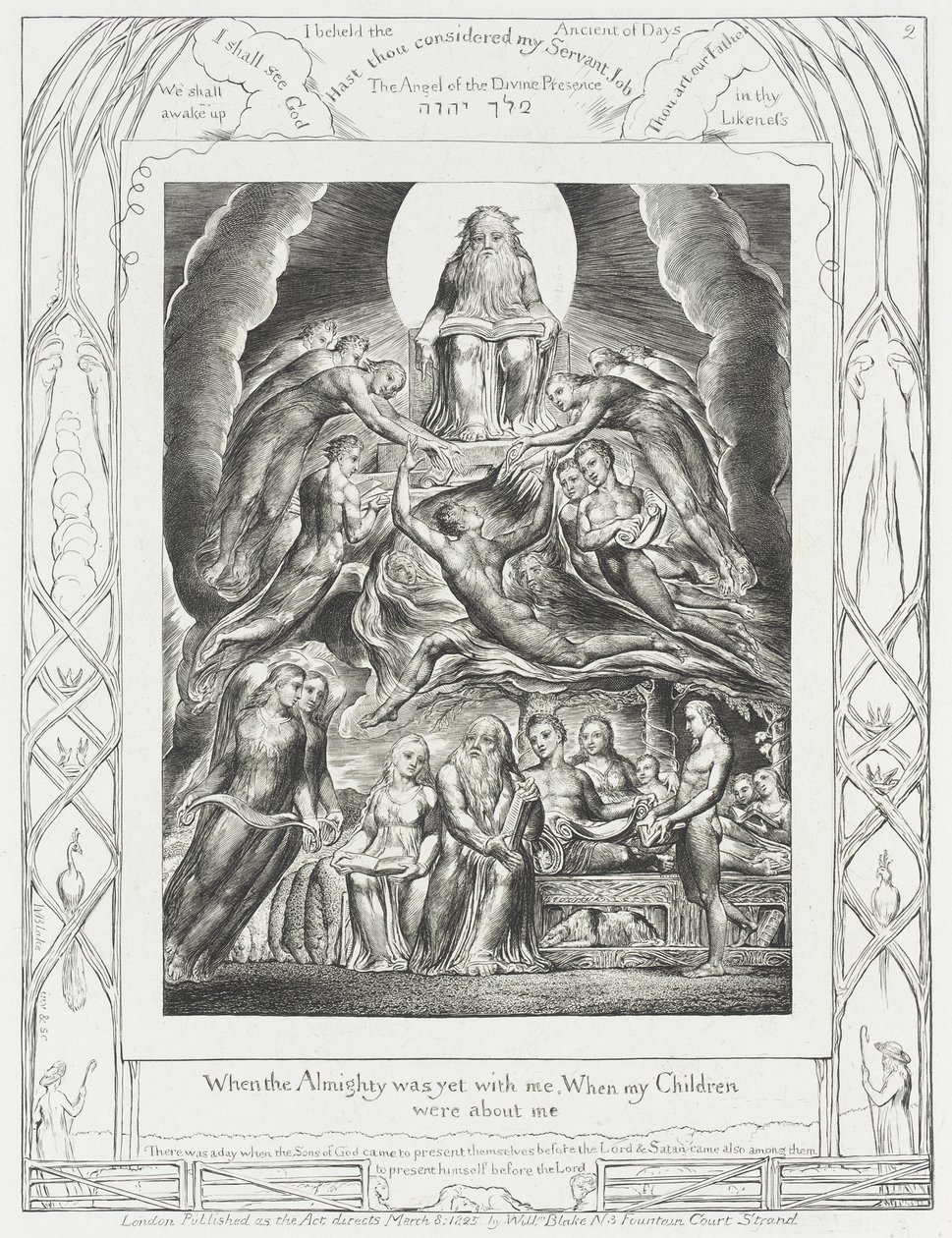 Satanás a comparecer perante Deus de William Blake