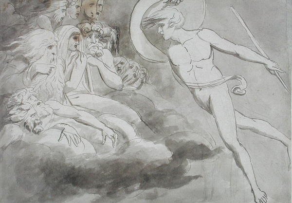 Satanás se aproximando do Tribunal do Caos de William Blake