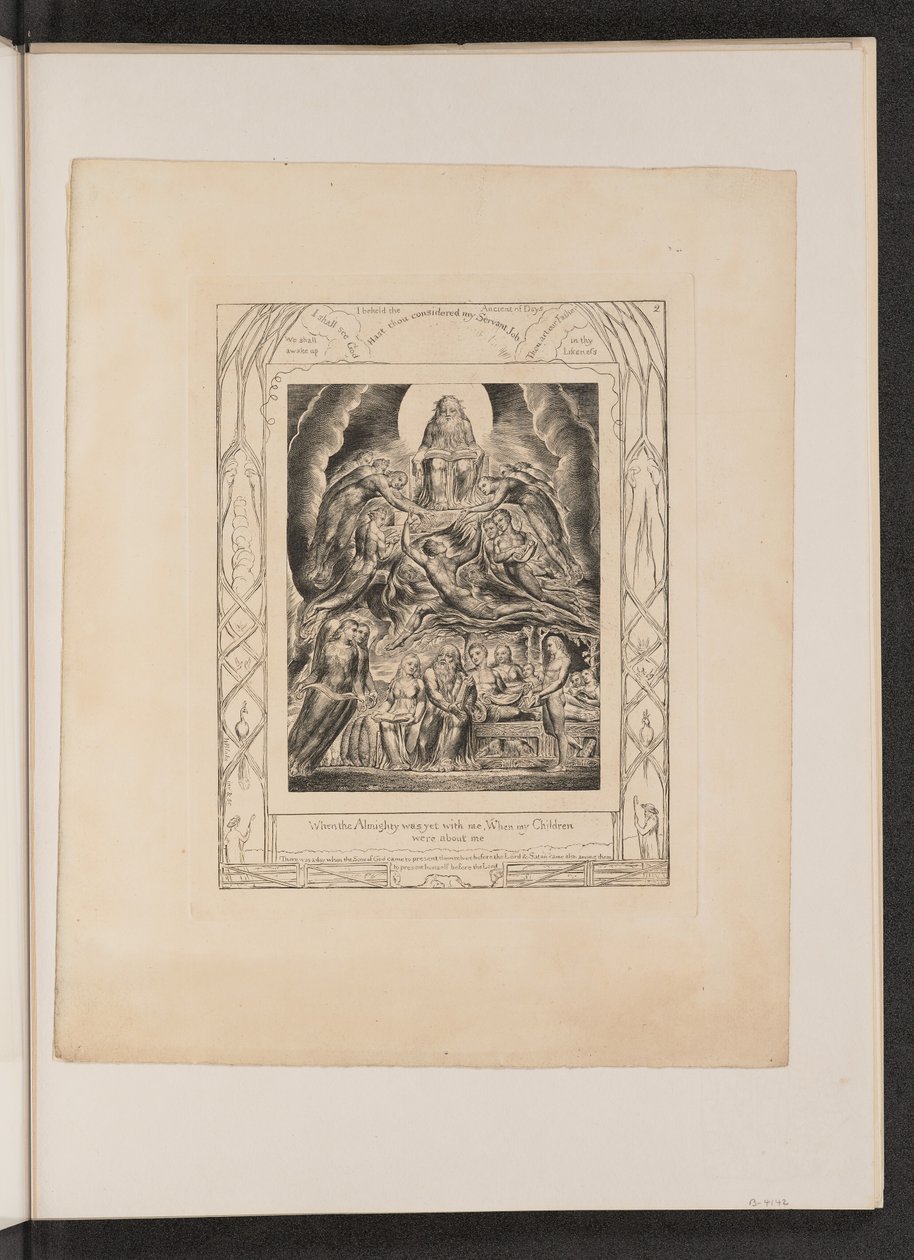 Satanás diante do trono de Deus, 1825. de William Blake