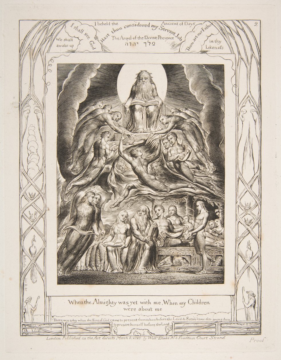 Satanás Antes do Trono de Deus, das Ilustrações do Livro de Jó, 1825-26. de William Blake