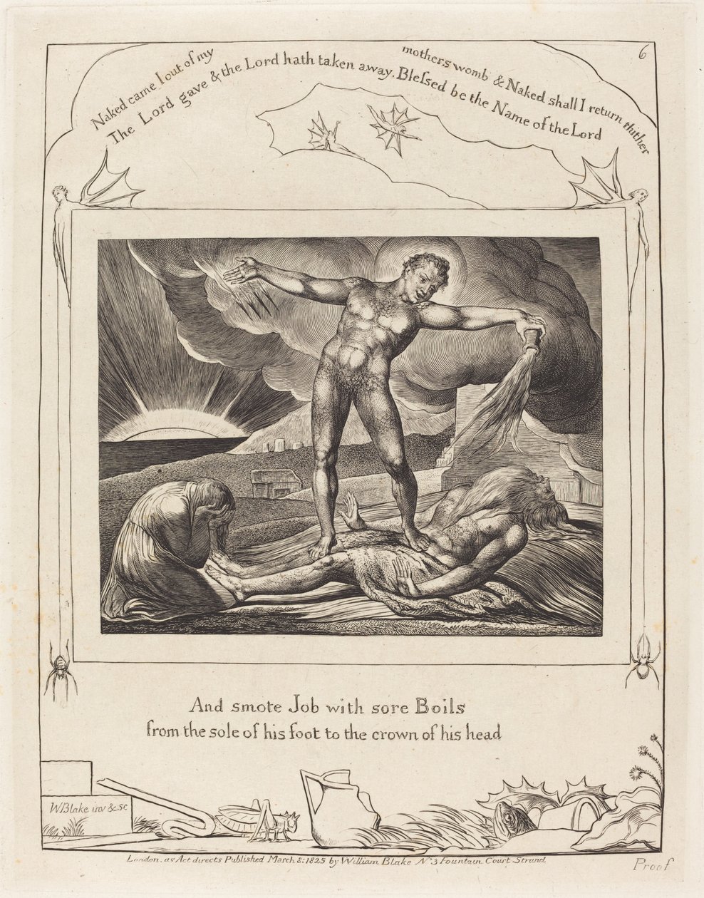 Satanás ferindo Jó com furúnculos de William Blake