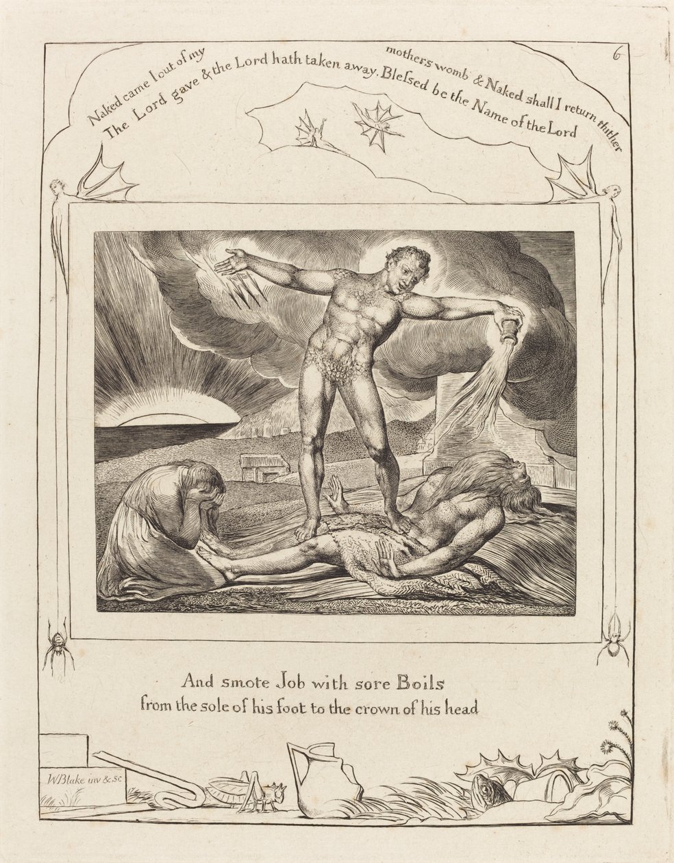 Satanás ferindo Jó com furúnculos de William Blake