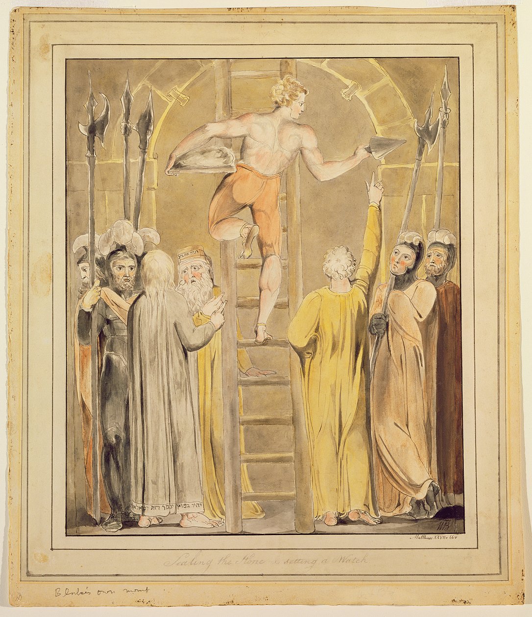 Selando a pedra e colocando uma guarda de William Blake
