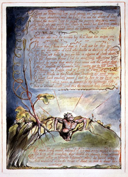 "Silent as Despairing Love", placa 2 de "America, a Prophecy". de William Blake