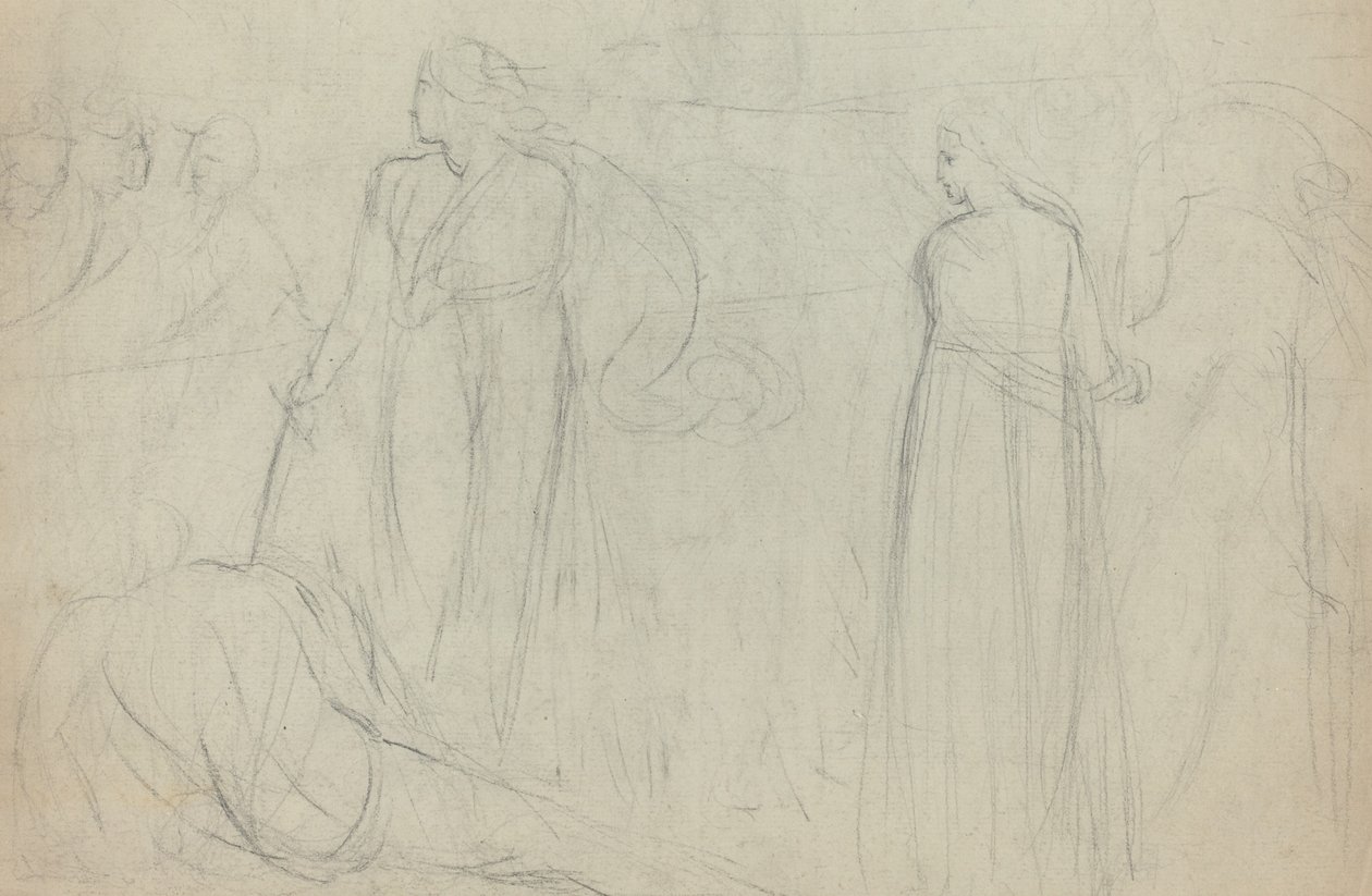 Esboço de um espadachim sobre seu oponente derrotado [verso] de William Blake
