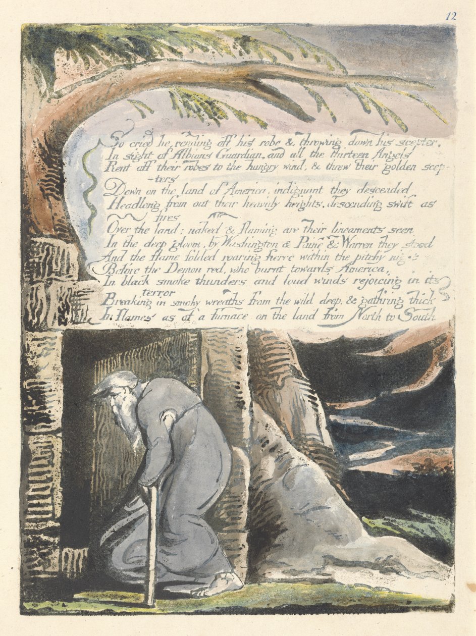 &39;Ele chorou tanto ...&39;, ilustração 14 de &39;América: uma profecia&39; de William Blake