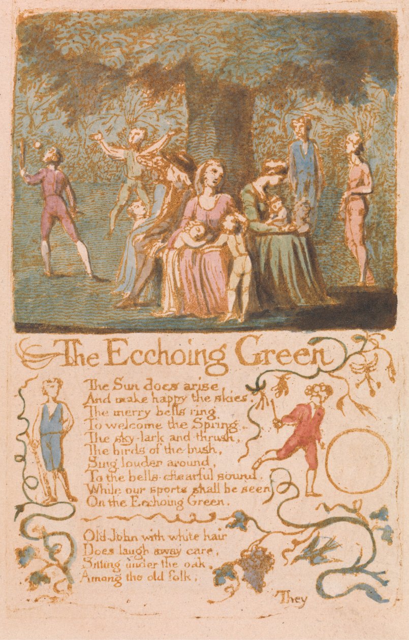 Canções da inocência, ilustração 10, The Ecchoing Green (Bentley 6) de William Blake