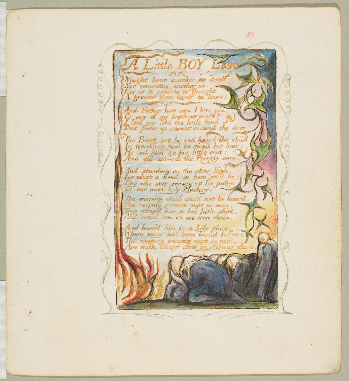 Canções de Inocência e de Experiência: A Little Boy Lost, ca. 1825. de William Blake