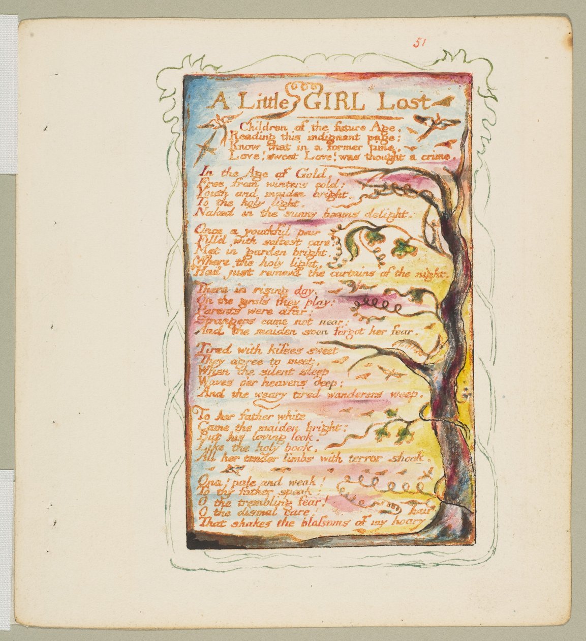 Songs of Innocence and of Experience: A Little Girl Lost, c. 1825. de William Blake