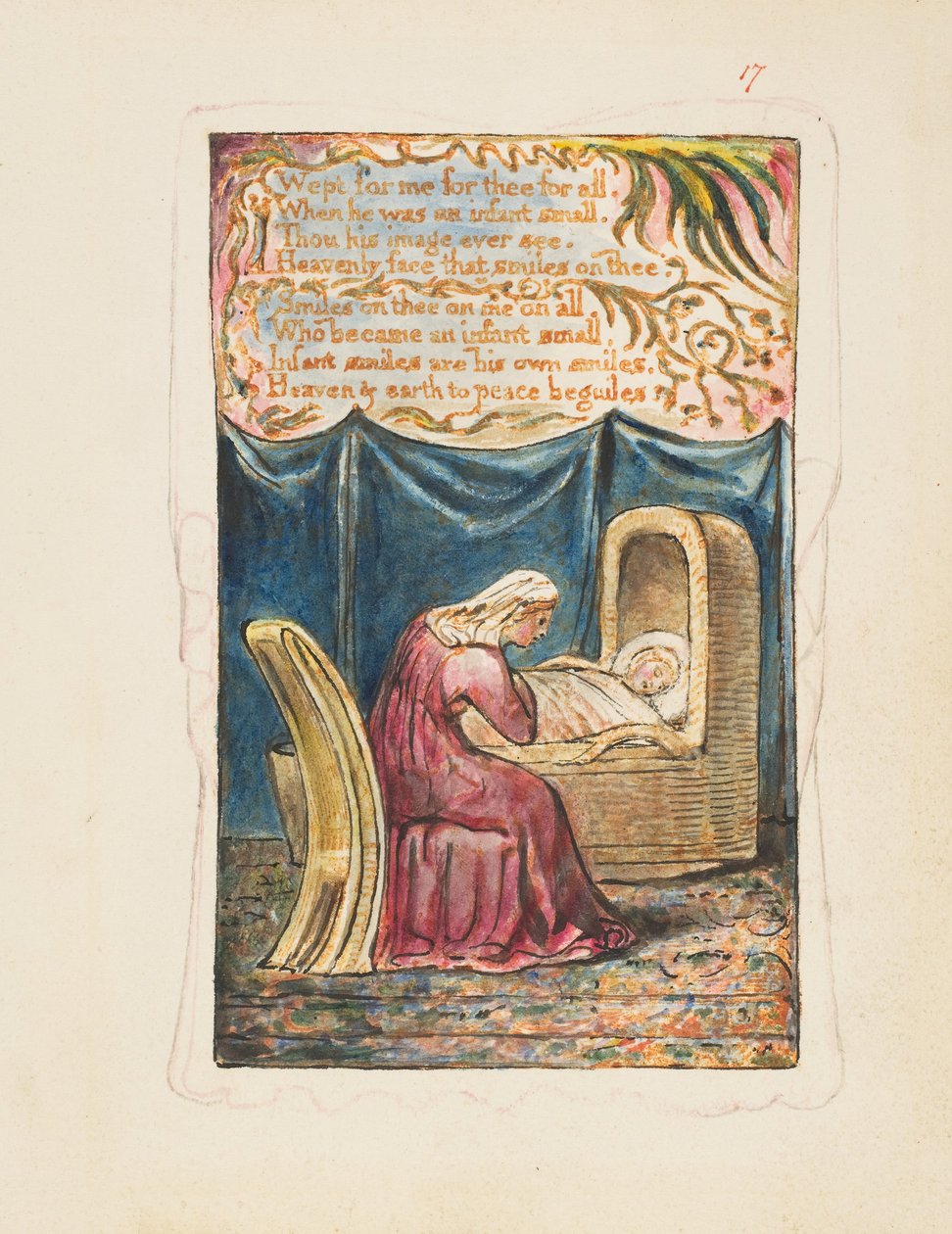 Canções de Inocência e de Experiência: Cradle Song segundo prato: Chorou por mim..., ca. 1825. de William Blake