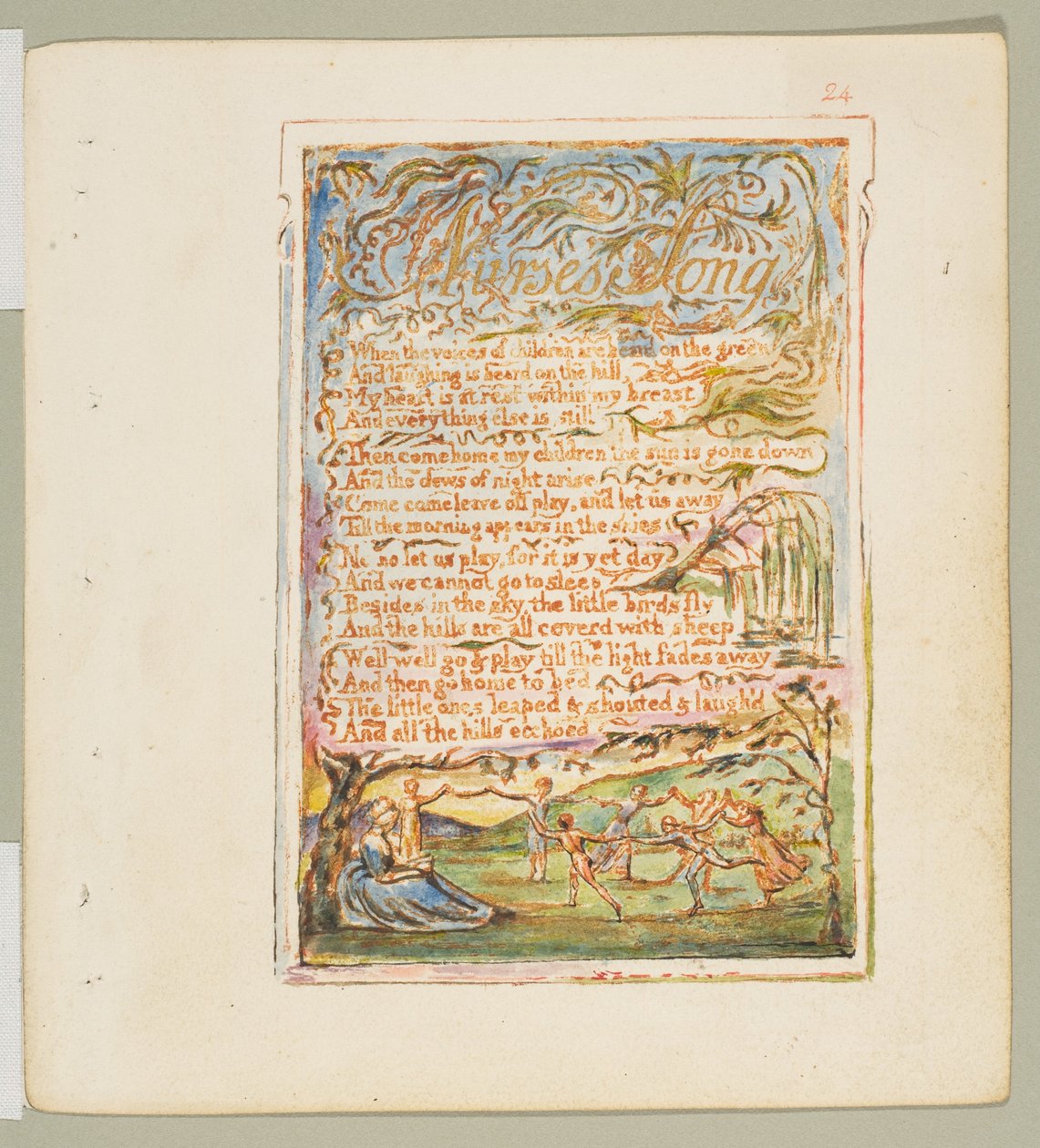 Canções de Inocência e de Experiência: Canção da Enfermeira, ca. 1825. de William Blake