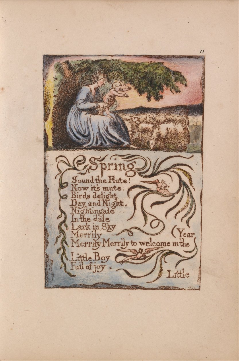 Canções de inocência e experiência, ilustração 11, primavera (Bentley 22) de William Blake