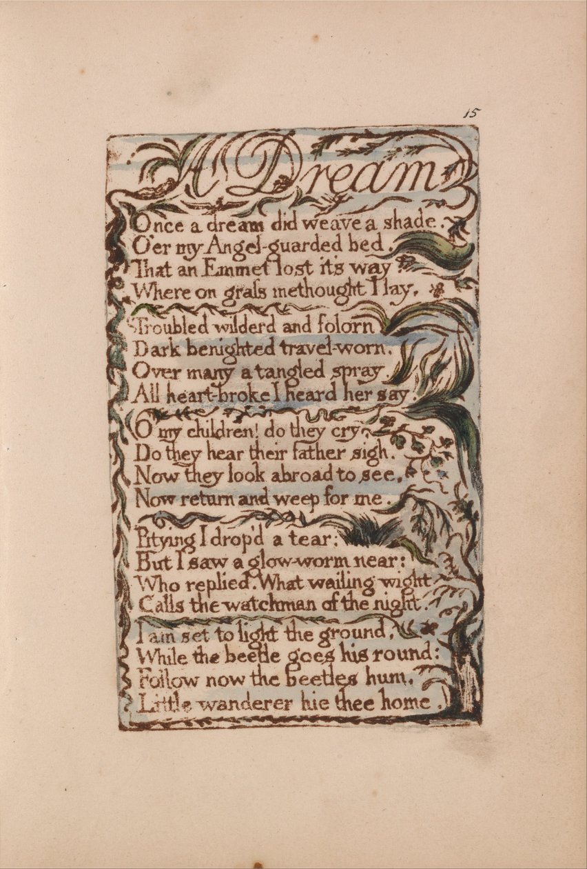 Canções de inocência e experiência, ilustração 15, Um sonho (Bentley 26) de William Blake
