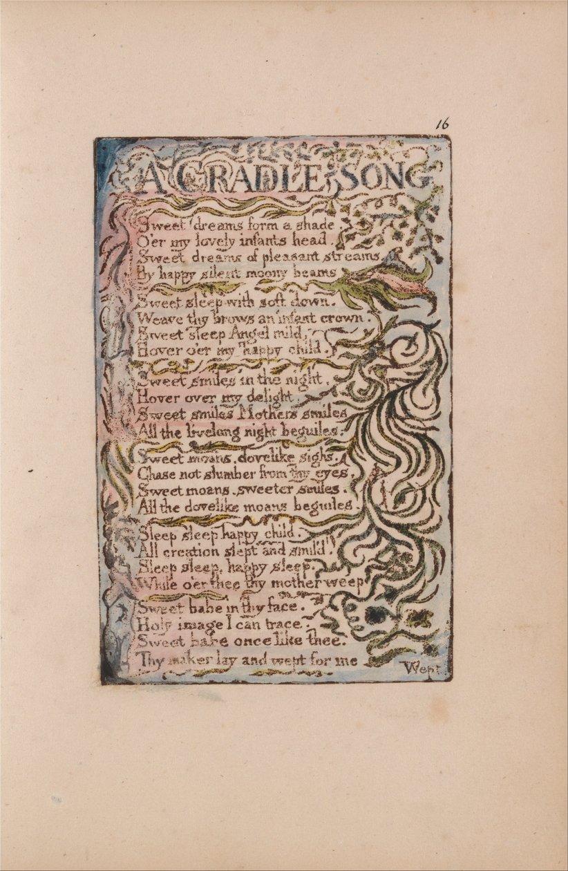 Canções de inocência e experiência, ilustração 16, Uma canção do berço (Bentley 16) de William Blake