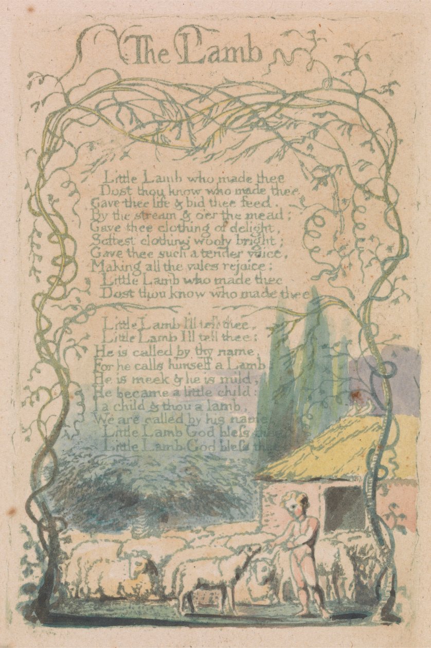 Canções de Inocência e de Experiência, Placa 18, "The Lamb" (Bentley 8) de William Blake