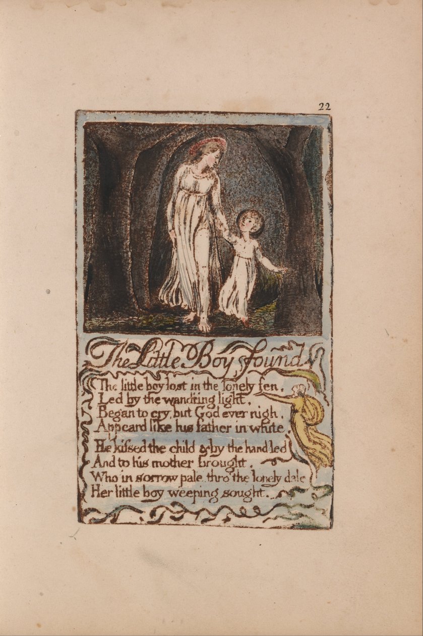 Canções de inocência e experiência, ilustração 22, O menino encontrado (Bentley 14) de William Blake