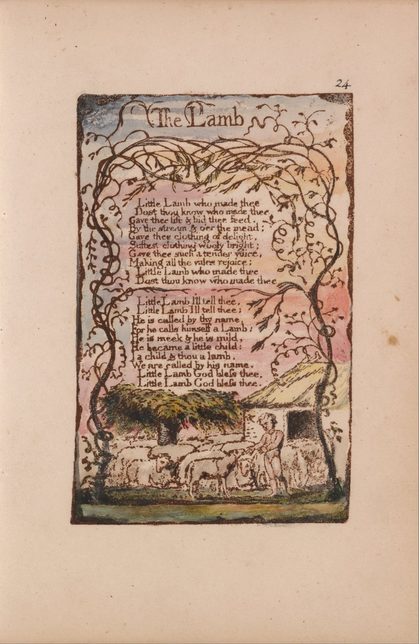 Canções de inocência e experiência, ilustração 24, O cordeiro (Bentley 8) de William Blake