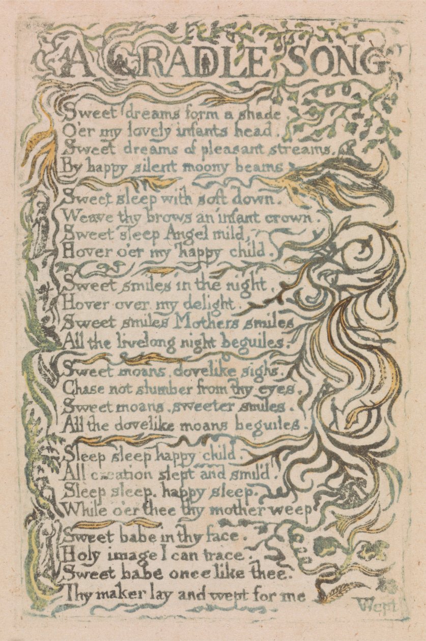 Canções de inocência e experiência, ilustração 26, Uma canção do berço (Bentley 16) de William Blake
