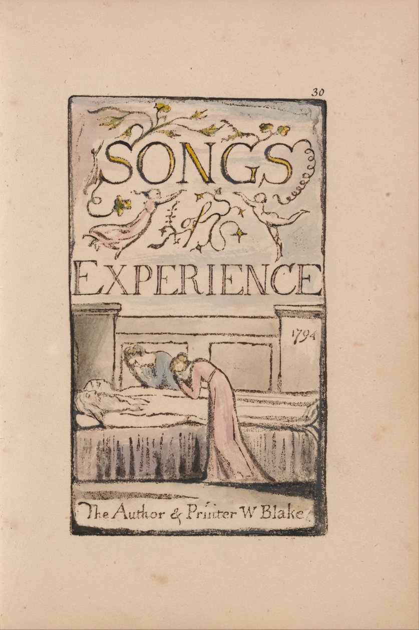 Canções de inocência e experiência, ilustração 30, página de título da experiência (Bentley 29) de William Blake