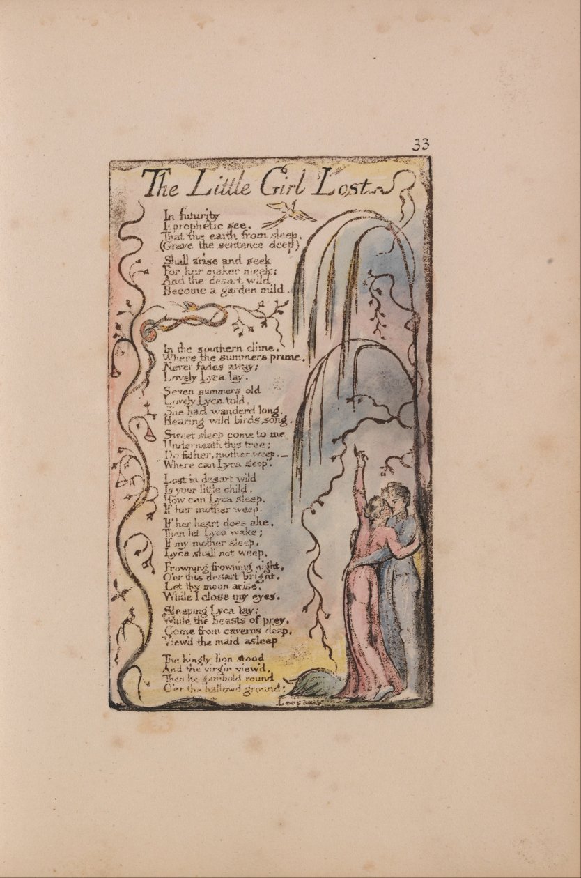 Canções de inocência e experiência, ilustração 33, The Little Girl Lost (Bentley 34) de William Blake