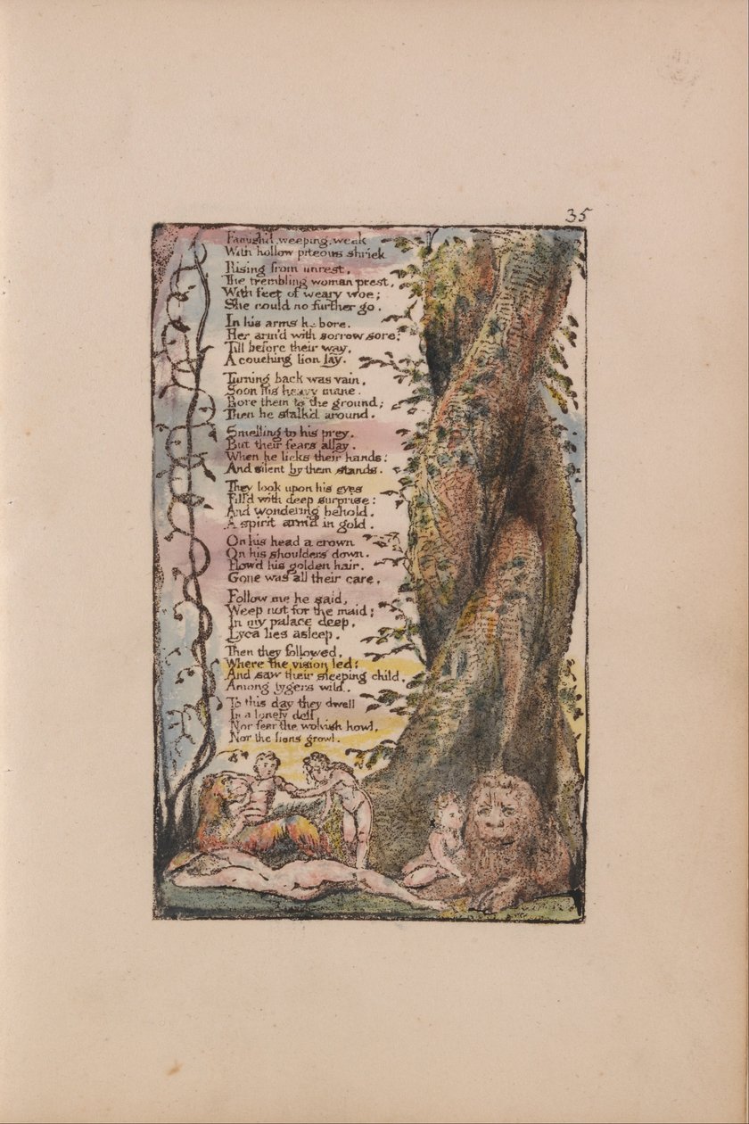 Canções de inocência e experiência, ilustração 35, The Little Girl Found (Bentley 36) de William Blake