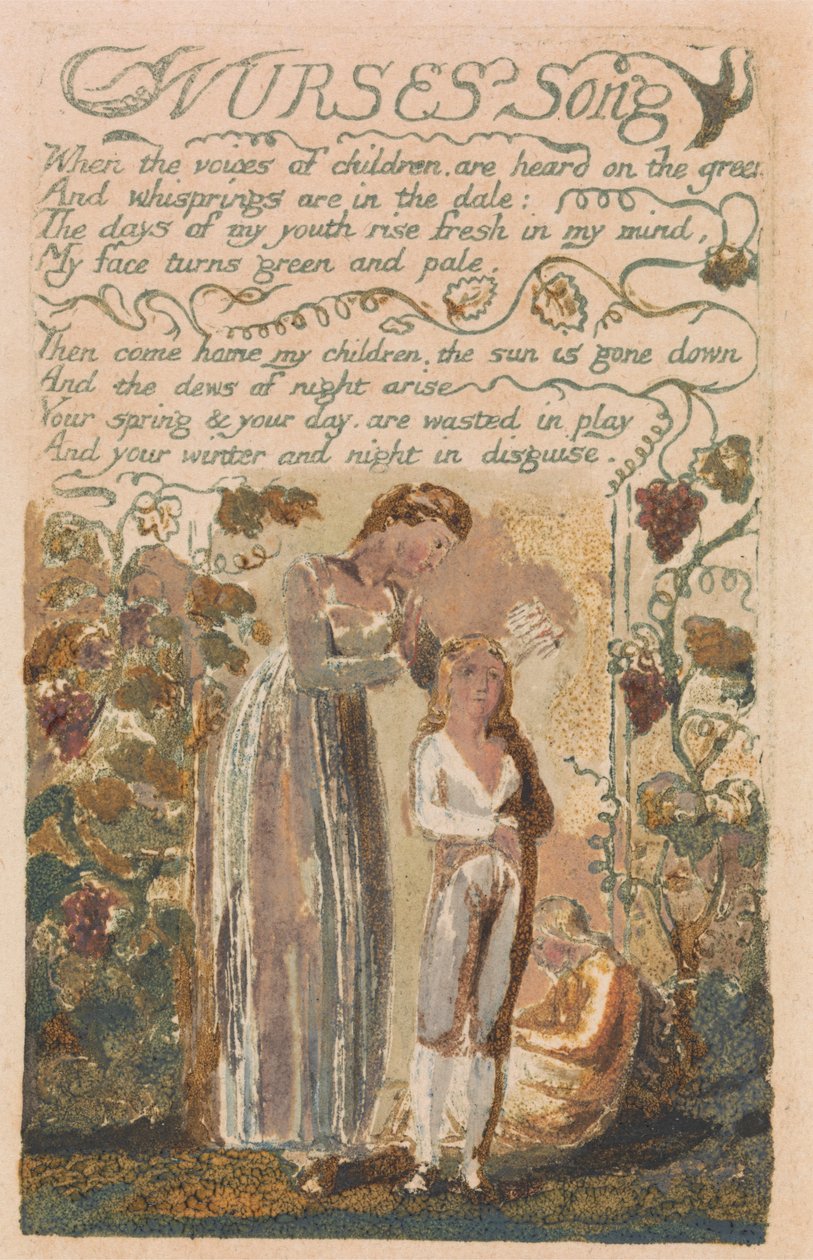 Canções de Inocência e de Experiência, Placa 37, "Nurses Song" (Bentley 38) de William Blake