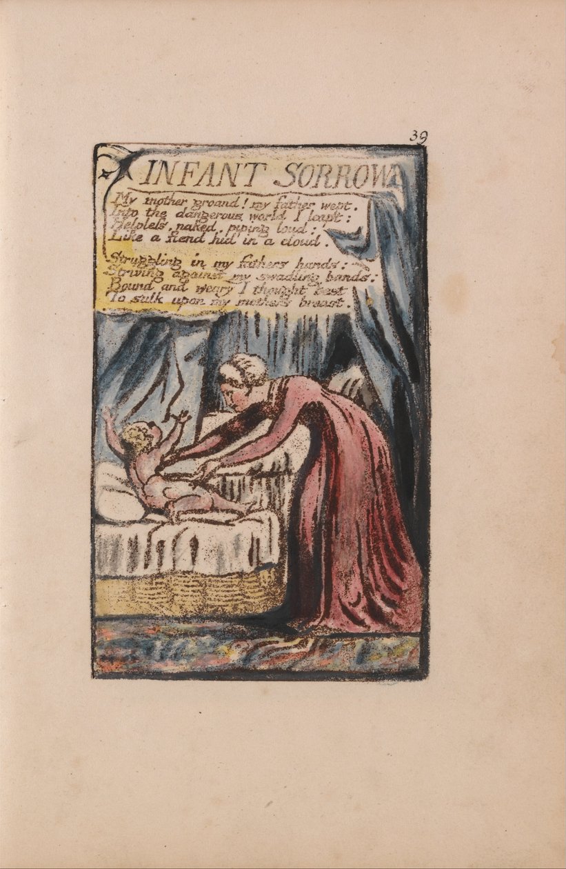 Canções de inocência e experiência, ilustração 39, tristeza infantil (Bentley 48) de William Blake