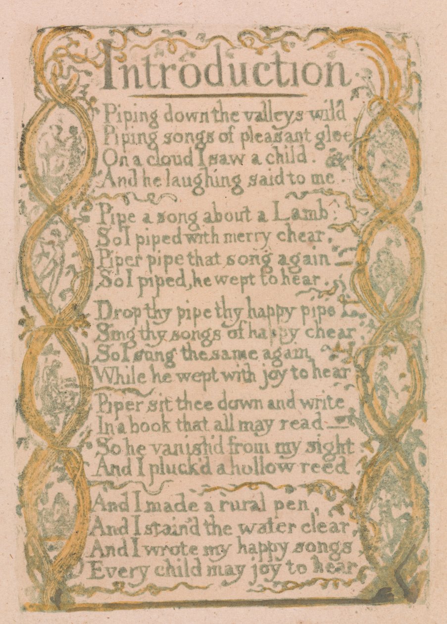 Canções de Inocência e de Experiência, Placa 3, "Introdução" (Bentley 4) de William Blake