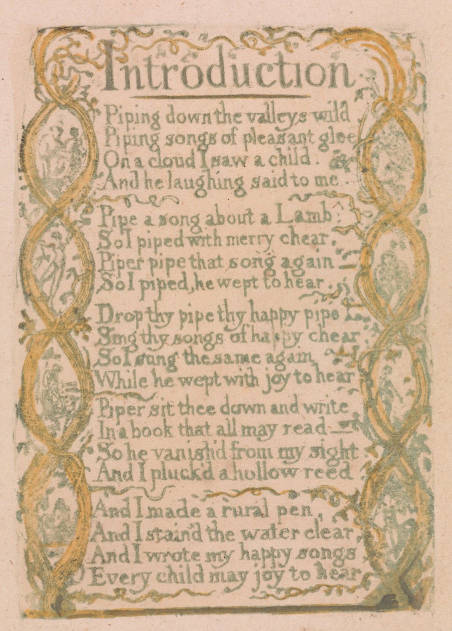 Canções de inocência e experiência, ilustração 3, introdução (Bentley 4) de William Blake