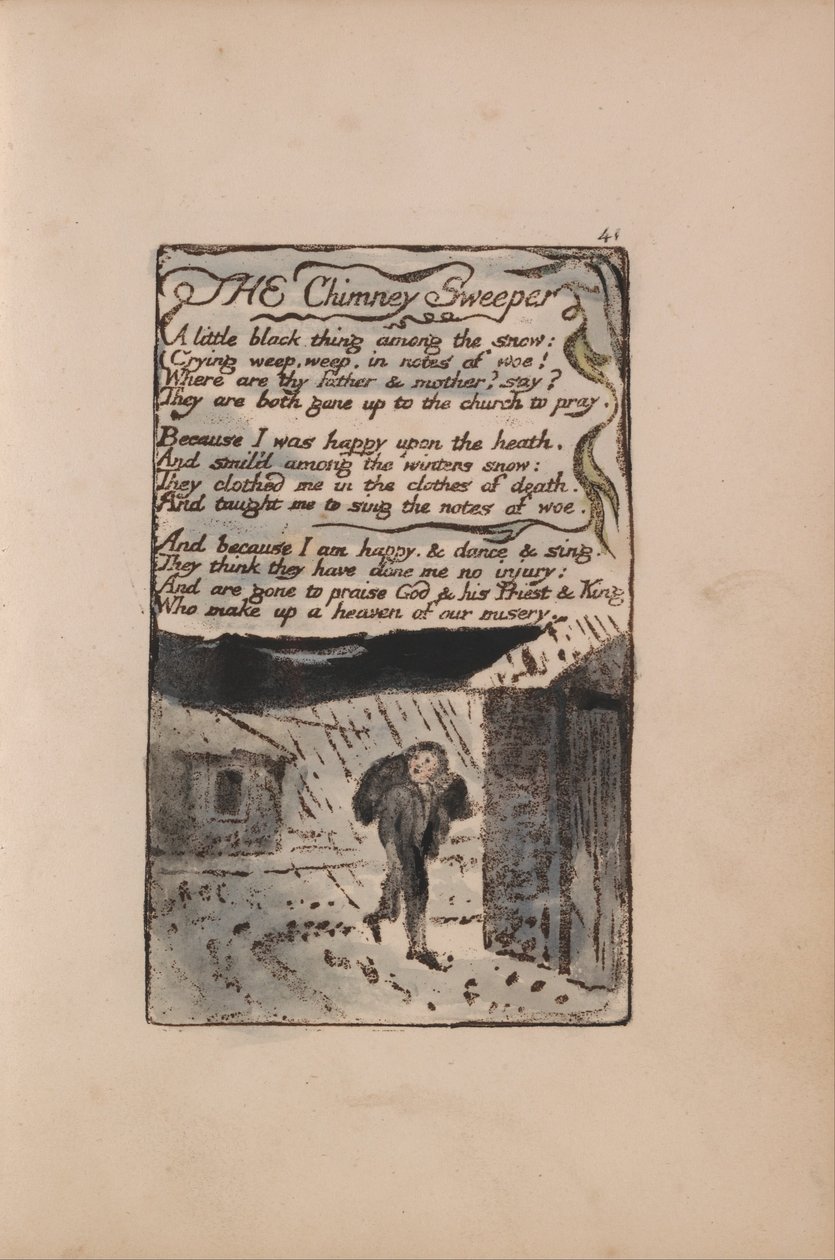 Canções de inocência e experiência, ilustração 41, O varredor de chaminés (Bentley 37) de William Blake