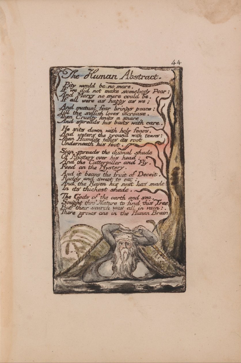 Canções de inocência e experiência, ilustração 44, The Human Abstract (Bentley 47) de William Blake